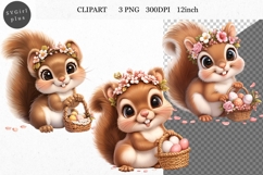 Squirrel Clipart, Easter Clipart, Whimsical Clipart Product Image 1