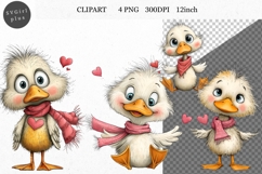 Duck Clipart, Valentines Day Clipart, Whimsical Clipar Product Image 1