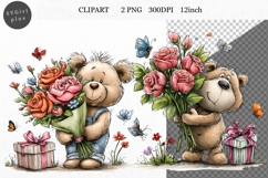 Teddy Bear Clipart, Easter PNG, Whimsical Clipart Product Image 1