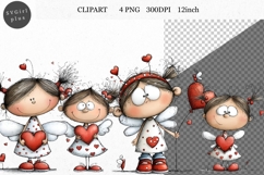 Girl Angel Clipart, Valentines Day Clipart, Whimsical Product Image 1