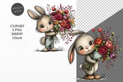 Bunny Clipart, Spring Clipart, Whimsical Clipart, Product Image 1