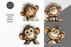 Monkey Clipart, Animals Clipart, Whimsical Clipart Product Image 1