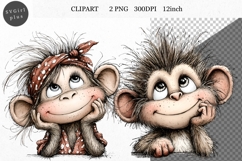 Monkey Clipart, Animals Clipart, Whimsical Clipart Product Image 1