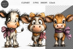 Cow Clipart, Farm Clipart, Whimsical Clipart Product Image 1