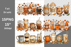 Fall bundle PNG, Fall drinks PNG, Autumn PNG Product Image 1