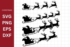 Christmas Silhouette SVG, Santa And Reindeer Product Image 1