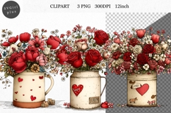 Flowers Clipart, Valentines Day Clipart, Whimsical Clipart Product Image 1