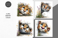 Cheetah JPG, Peeking cheetah, Whimsical JPG, Product Image 1