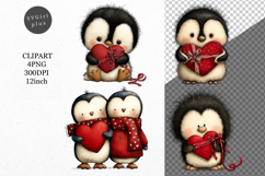 Penguin Clipart, Valentines Day Clipart, Whimsical Product Image 1