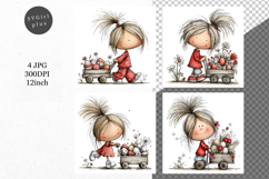 Easter Girl, Whimsical JPG, JPG, Junk journal, Product Image 1