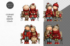 Old Couple Clipart, Valentines Day Clipart, Whimsical Product Image 1