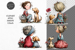 Kid and dog PNG, Kids Clipart, Whimsical Clipart Product Image 1