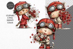 Cat Clipart, Valentines Day Clipart, Whimsical Clipart Product Image 1