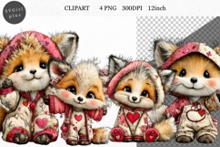 Fox Clipart, Valentines Day Clipart, Whimsical Product Image 1