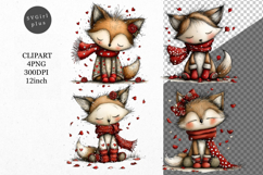 Fox PNG, Valentines Day Clipart, Whimsical Clipart, Product Image 1