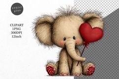 Elephant Clipart, Valentines Day Clipart, Whimsical Clipart Product Image 1