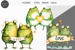 Frog Clipart, Valentines Day Clipart, Whimsical Clipart Product Image 1