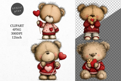 Teddy Bear Clipart, Valentines Day Clipart, Whimsical Clipar Product Image 1
