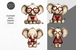 Elephant Clipart, Valentines Day Clipart, Whimsical Clipart Product Image 1