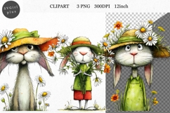 Bunny Clipart, Easter Clipart, Whimsical Clipart, Product Image 1