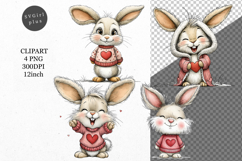 Bunny Clipart, Valentines Day Clipart, Whimsical Clipart, Product Image 1