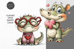 Crocodile Clipart, Valentines Day Clipart, Whimsical Clipart Product Image 1