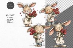 Bunny Clipart, Valentines Day Clipart, Whimsical Clipart, Product Image 1