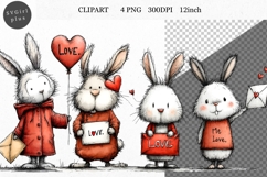 Bunny Clipart, Love Clipart, Whimsical Clipart, Product Image 1