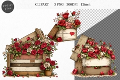 Flower Box Clipart, Valentines Day Clipart, Whimsical Product Image 1