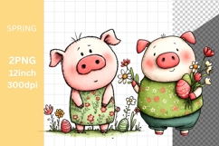 Pig Clipart, Easter Clipart, Whimsical Clipart, Product Image 1