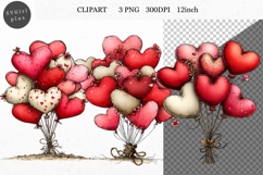 Balloons Clipart, Valentines Day Clipart, Whimsical Clipart Product Image 1