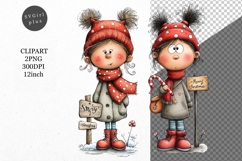 Christmas Girl PNG, Girl Clipart, Whimsical Clipart Product Image 1