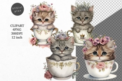 Teacup kitten clipart, Kitten clipart, Cat clipart Product Image 1