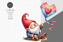 Gnome with kite, Valentines Day clipart, Love clipart Product Image 1