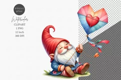 Gnome with kite, Valentines Day clipart, Love clipart Product Image 1