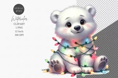 Polar bear clipart, Christmas lights clipart, Christmas Product Image 1