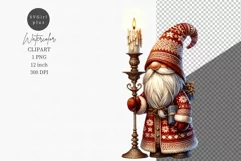Gnome with candle clipart, Christmas clipart, Candle clipart Product Image 1