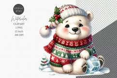 Polar bear clipart, Christmas clipart, Bear clipart Product Image 1