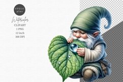 Gnome with dewdrop clipart, Heart clipart, Spring clipart Product Image 1