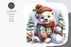 Polar bear clipart, Christmas clipart, Bear clipart Product Image 1