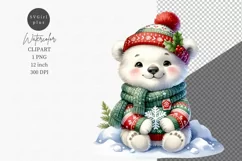 Polar bear clipart, Christmas clipart, Bear clipart Product Image 1