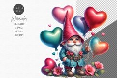 Gnome with balloons clipart, Valentines Day clipart Product Image 1