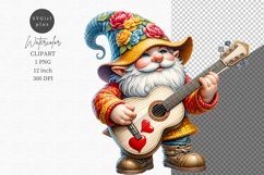 Gnome with guitar clipart, Valentines Day clipart Product Image 1