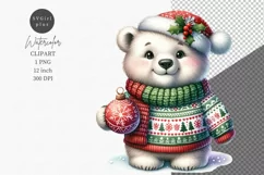 Polar bear clipart, Christmas clipart, Bear clipart Product Image 1