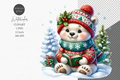 Polar bear clipart, Christmas clipart, Bear clipart Product Image 1