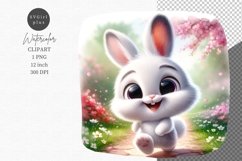 Happy bunny clipart, Easter clipart, Spring clipart Product Image 1
