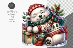 Polar bear clipart, Christmas clipart, Winter clipart Product Image 1