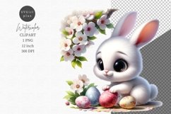 Bunny with flowers clipart, Easter clipart, Spring clipart Product Image 1