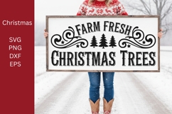 Farm Fresh Christmas Trees SVG, Christmas Sign Product Image 1