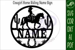 Cowgirl Horse name wall art sign, SVG personalized Product Image 4